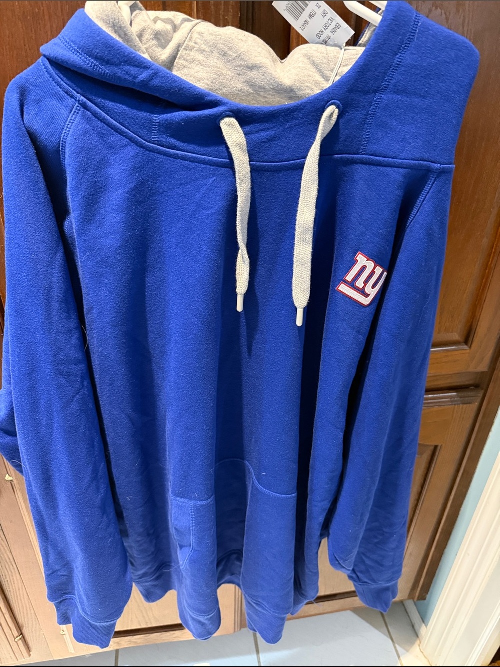 Antigua Blue Zip-Up Sweater with Gray Hood Lining NY GIANTS 2X NWT NFL